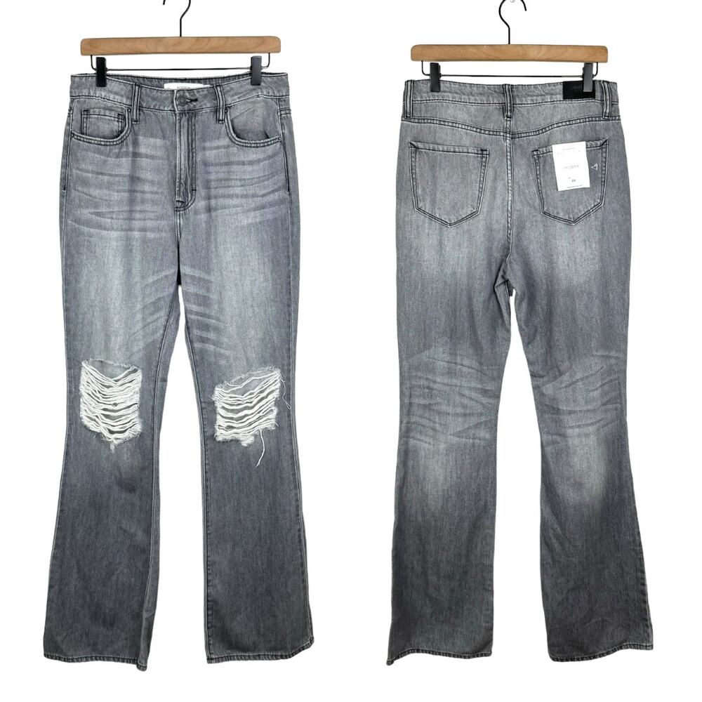 Hidden NWT Happi Flare Grey High Rise Distressed Cotton Jeans - Picture 3 of 10